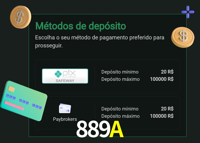 O cassino 889A oferece uma grande variedade de métodos de pagamento